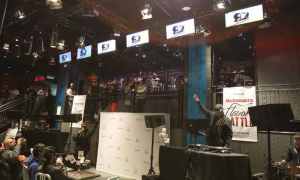 Television/radio show host Sway (center), along with Flavor Battle judges DeeJay Element (far left) and DJ Clue (far right) helped kick-off of the fifth annual McDonald's Flavor Battle, a national online DJ competition that showcases some of America's hottest up-and-coming mix-masters and beatsmiths. The competition began with 12 DJs and is now down to three finalists, DJ R-Tistic, Niena Drake and DJ Erika B, who will battle it out at a live event taping in NYC before a panel of celebrity judges and crowd of music lovers for a cash grand prize and bragging rights. Photo Credit: Soul Brother. (PRNewsFoto/McDonald's USA)