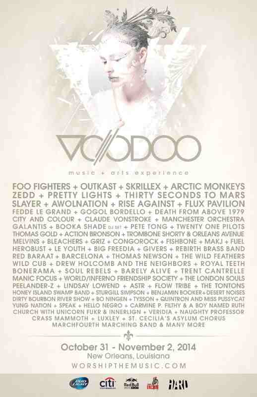VOODOO MUSIC ARTS EXPERIENCE ANNOUNCES 2014 LINE-UP WITH HEADLINERS FOO FIGHTERS, OUTKAST, SKRILLEX AND ARCTIC MONKEYS. (PRNewsFoto/Live Nation Entertainment)